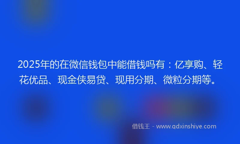 2025年的在微信钱包中能借钱吗有：亿享购、轻花优品、现金侠易贷、现用分期、微粒分期等。