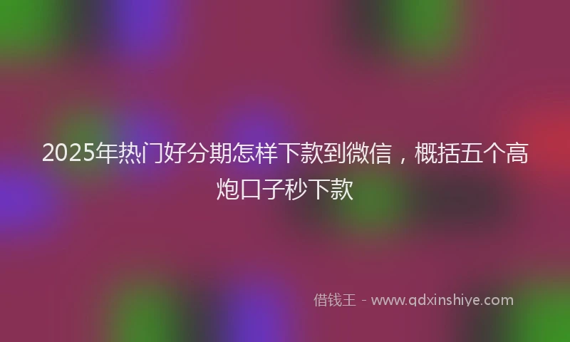 2025年热门好分期怎样下款到微信，概括五个高炮口子秒下款