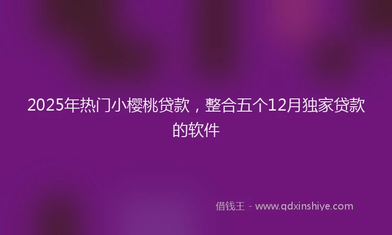 2025年热门小樱桃贷款，整合五个12月独家贷款的软件