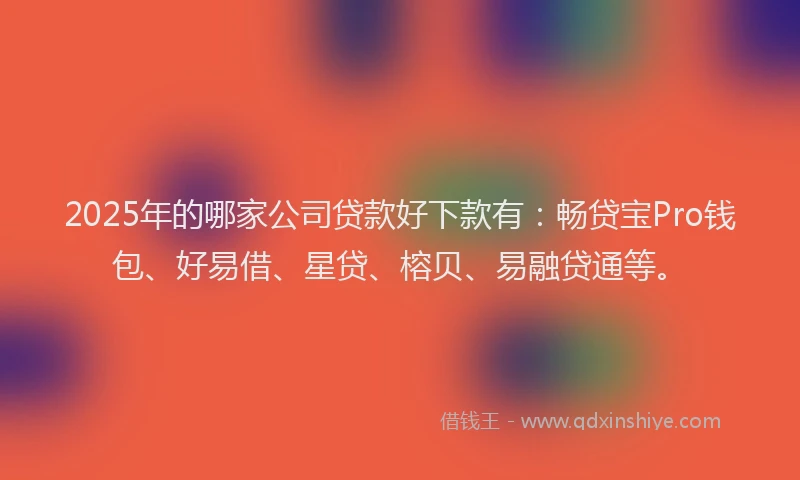 2025年的哪家公司贷款好下款有：畅贷宝Pro钱包、好易借、星贷、榕贝、易融贷通等。