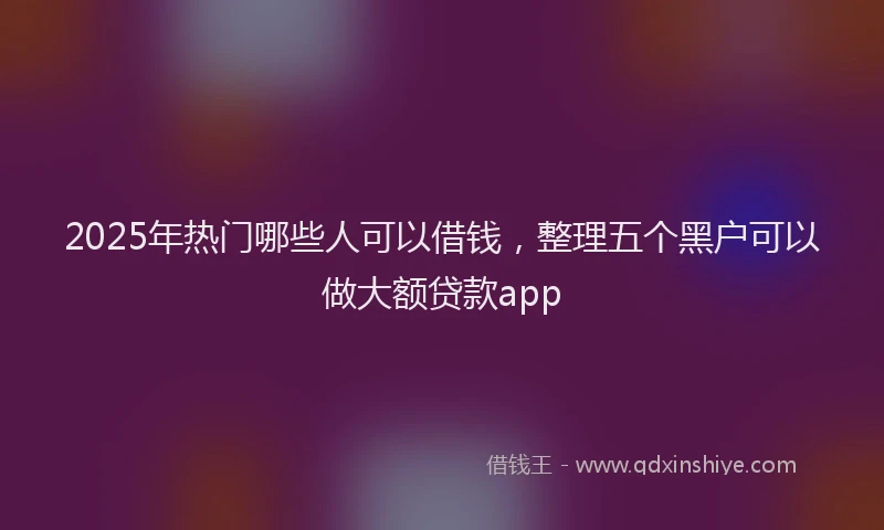 2025年热门哪些人可以借钱，整理五个黑户可以做大额贷款app