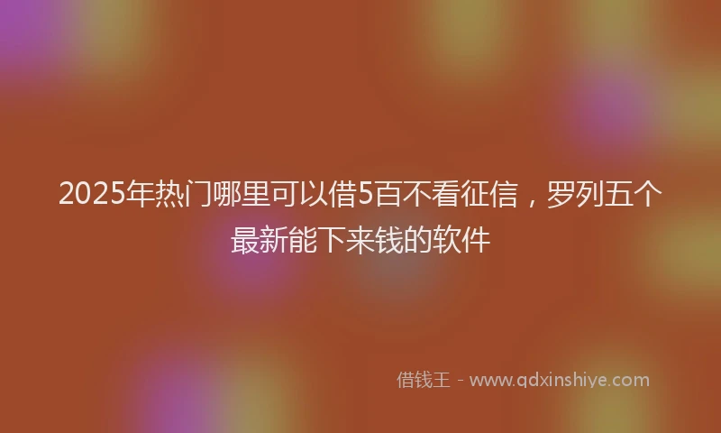 2025年热门哪里可以借5百不看征信，罗列五个最新能下来钱的软件