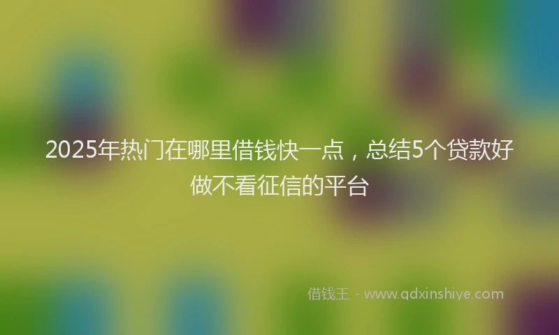 2025年热门在哪里借钱快一点，总结5个贷款好做不看征信的平台
