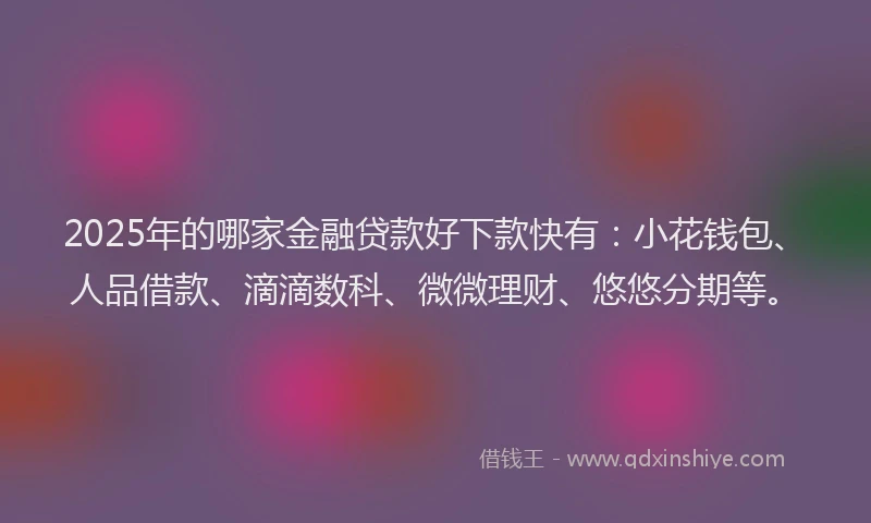 2025年的哪家金融贷款好下款快有：小花钱包、人品借款、滴滴数科、微微理财、悠悠分期等。