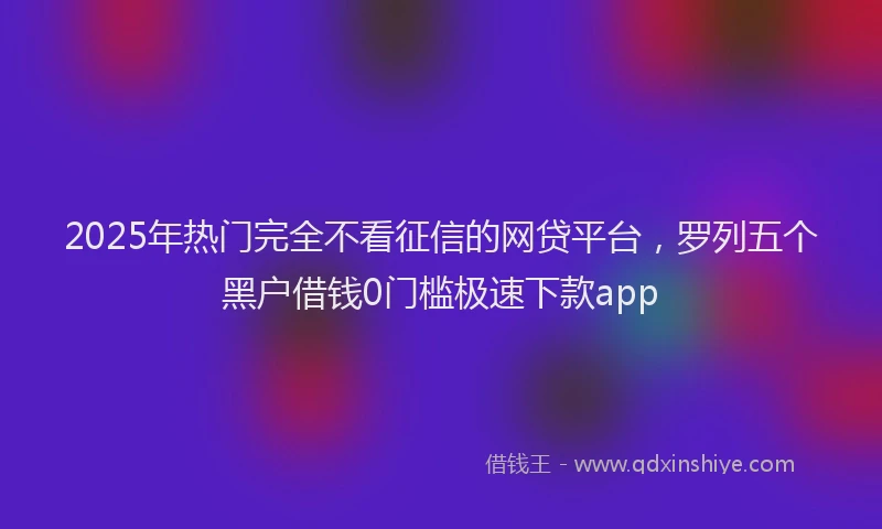2025年热门完全不看征信的网贷平台，罗列五个黑户借钱0门槛极速下款app