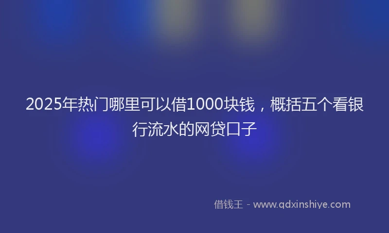 2025年热门哪里可以借1000块钱，概括五个看银行流水的网贷口子