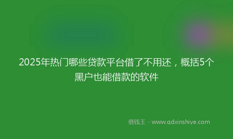 2025年热门哪些贷款平台借了不用还，概括5个黑户也能借款的软件