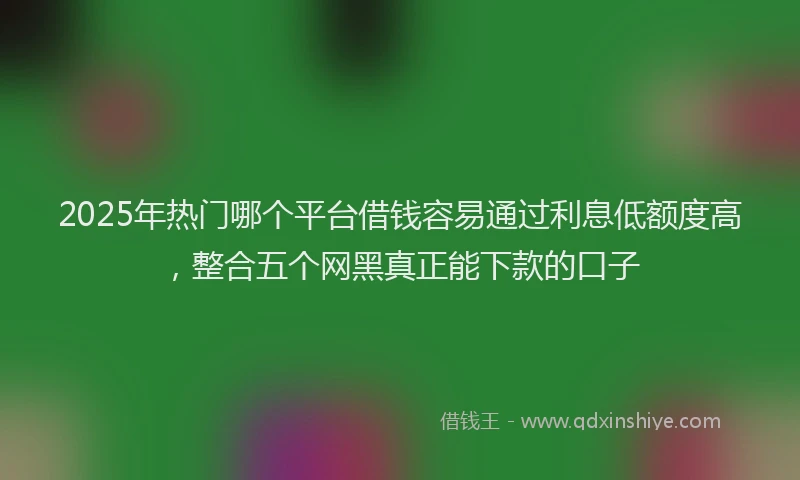 2025年热门哪个平台借钱容易通过利息低额度高，整合五个网黑真正能下款的口子