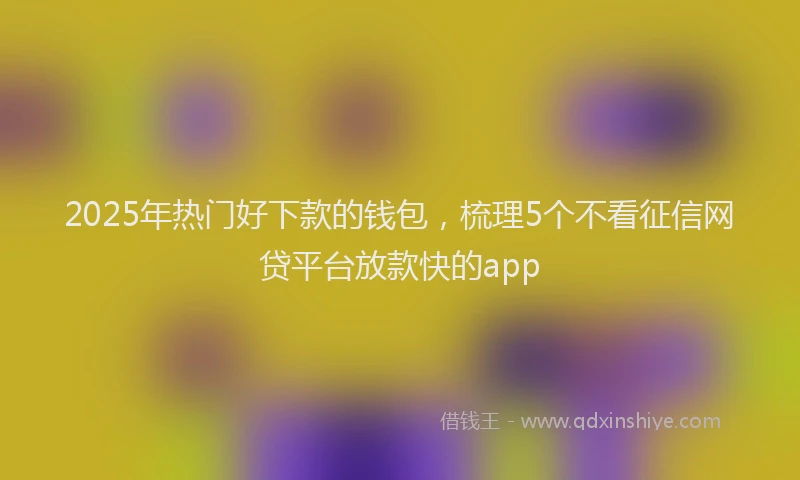 2025年热门好下款的钱包，梳理5个不看征信网贷平台放款快的app
