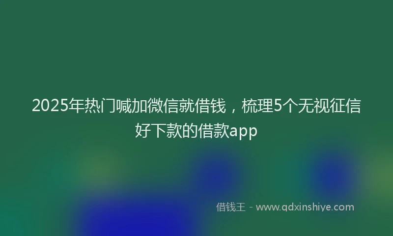 2025年热门喊加微信就借钱，梳理5个无视征信好下款的借款app