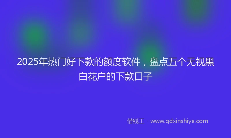 2025年热门好下款的额度软件，盘点五个无视黑白花户的下款口子
