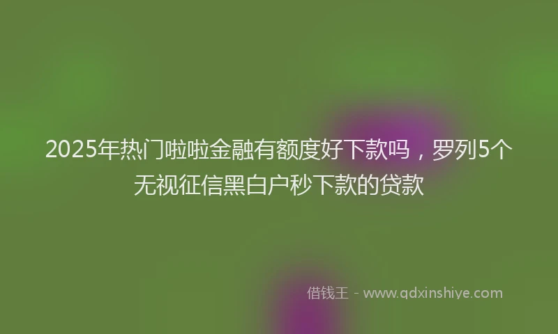 2025年热门啦啦金融有额度好下款吗，罗列5个无视征信黑白户秒下款的贷款