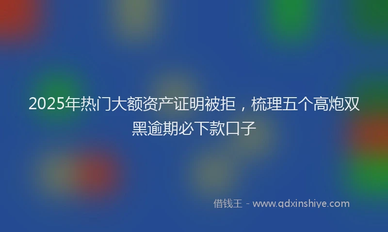 2025年热门大额资产证明被拒，梳理五个高炮双黑逾期必下款口子