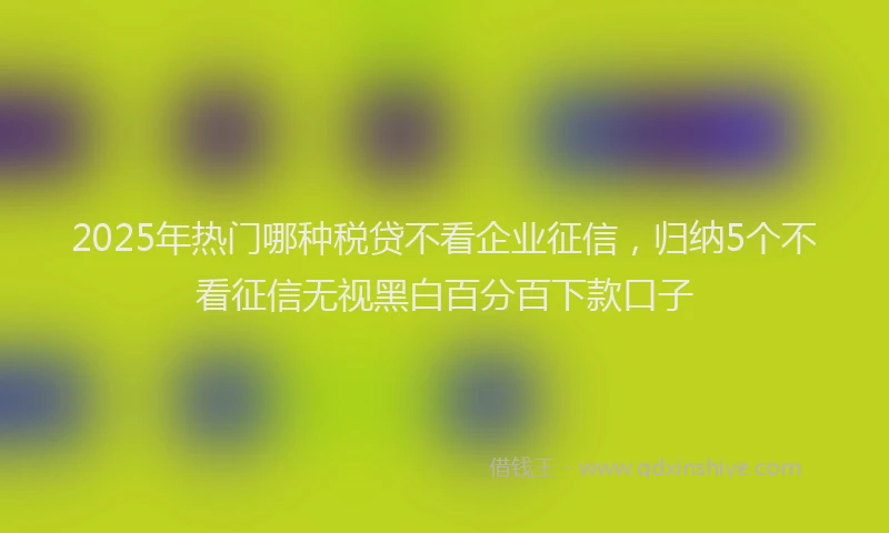 2025年热门哪种税贷不看企业征信，归纳5个不看征信无视黑白百分百下款口子