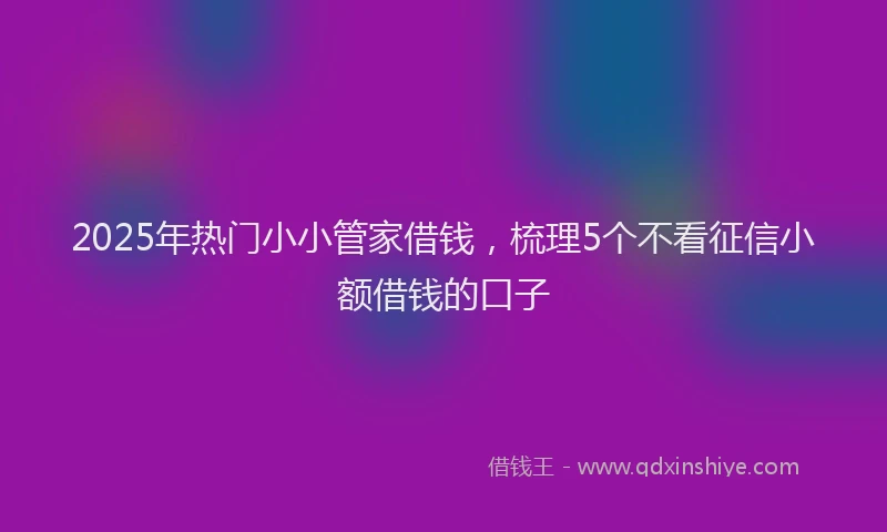 2025年热门小小管家借钱，梳理5个不看征信小额借钱的口子