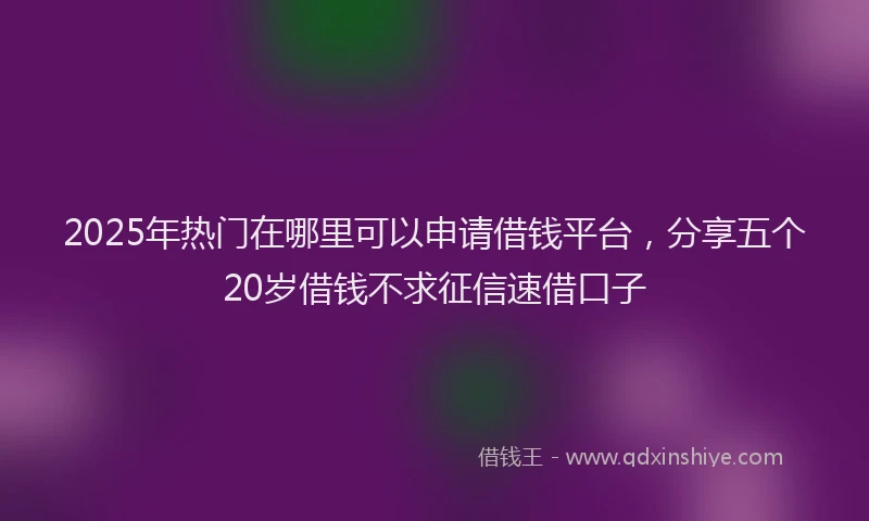 2025年热门在哪里可以申请借钱平台，分享五个20岁借钱不求征信速借口子