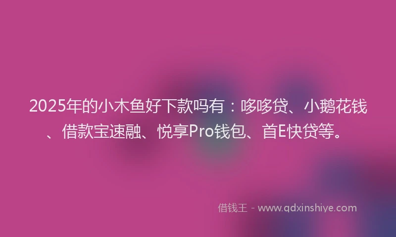2025年的小木鱼好下款吗有：哆哆贷、小鹅花钱、借款宝速融、悦享Pro钱包、首E快贷等。