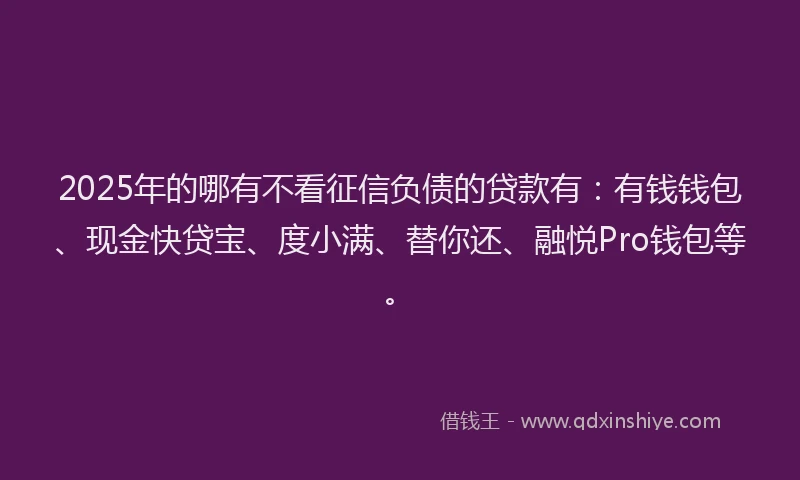 2025年的哪有不看征信负债的贷款有：有钱钱包、现金快贷宝、度小满、替你还、融悦Pro钱包等。