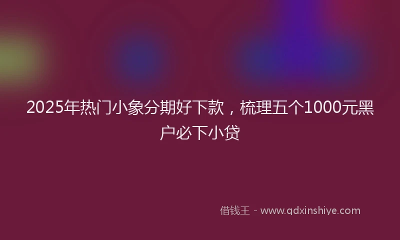 2025年热门小象分期好下款，梳理五个1000元黑户必下小贷