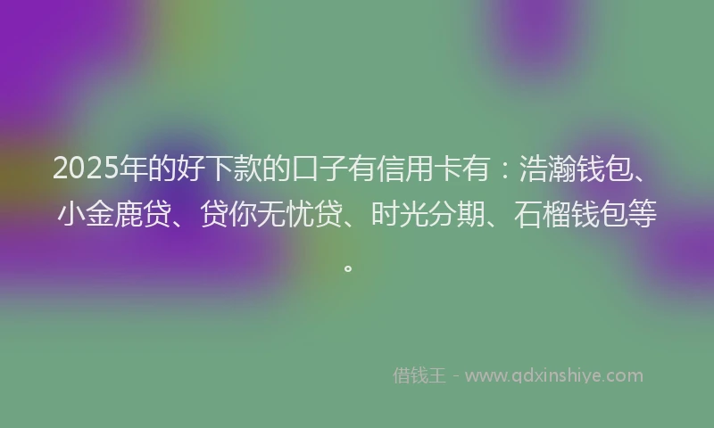2025年的好下款的口子有信用卡有：浩瀚钱包、小金鹿贷、贷你无忧贷、时光分期、石榴钱包等。