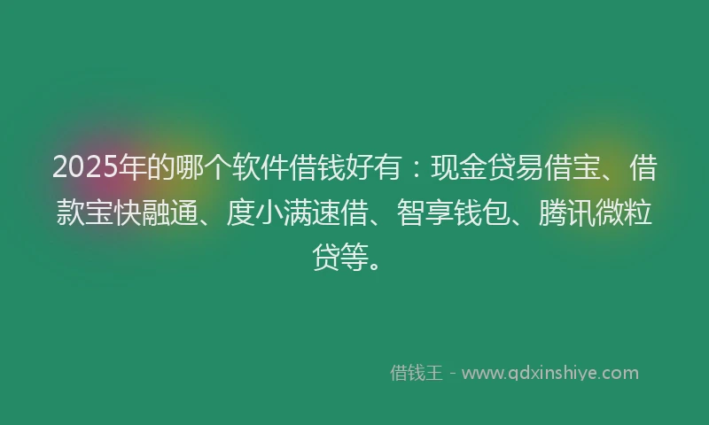2025年的哪个软件借钱好有：现金贷易借宝、借款宝快融通、度小满速借、智享钱包、腾讯微粒贷等。