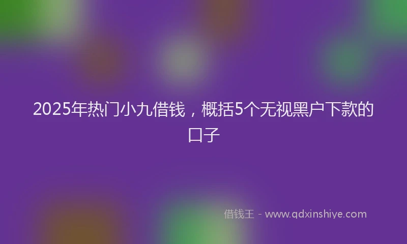 2025年热门小九借钱,概括5个无视黑户下款的口子