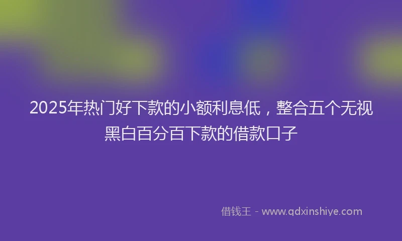 2025年热门好下款的小额利息低，整合五个无视黑白百分百下款的借款口子