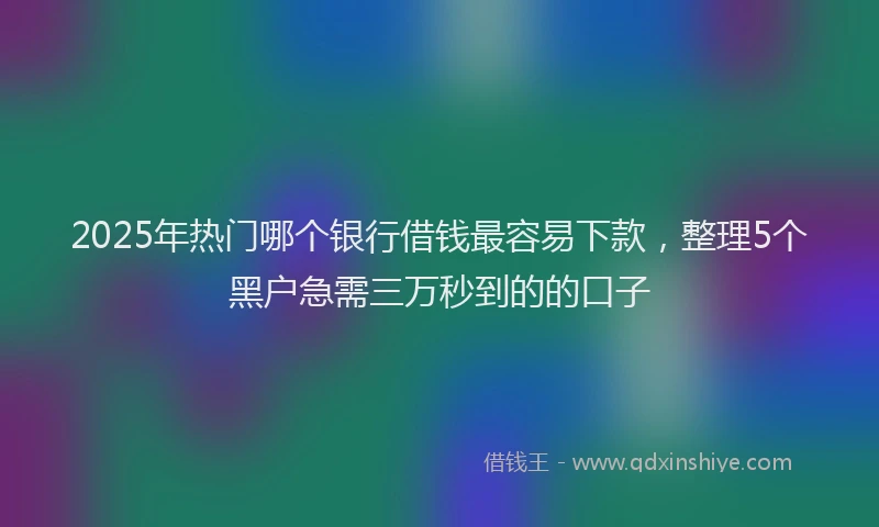 2025年热门哪个银行借钱最容易下款，整理5个黑户急需三万秒到的的口子