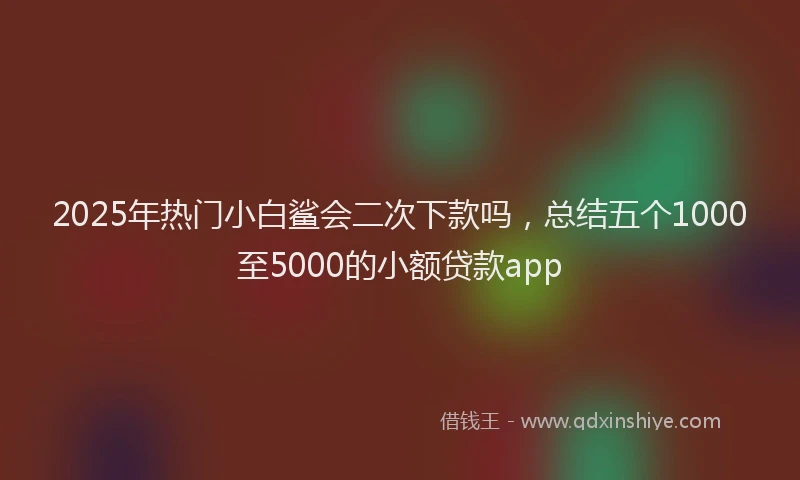 2025年热门小白鲨会二次下款吗，总结五个1000至5000的小额贷款app