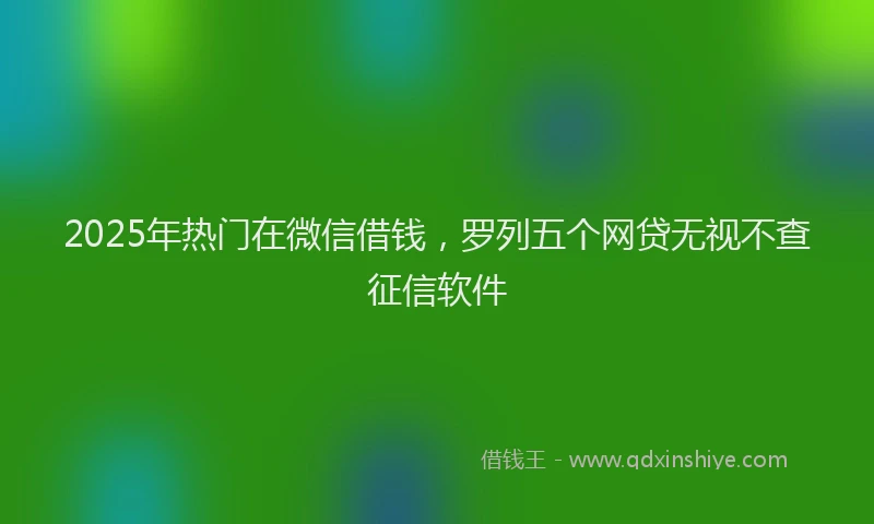 2025年热门在微信借钱，罗列五个网贷无视不查征信软件