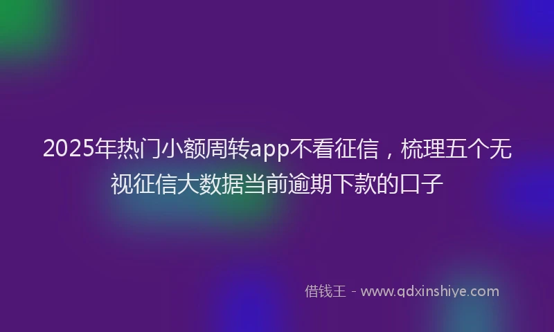 2025年热门小额周转app不看征信，梳理五个无视征信大数据当前逾期下款的口子