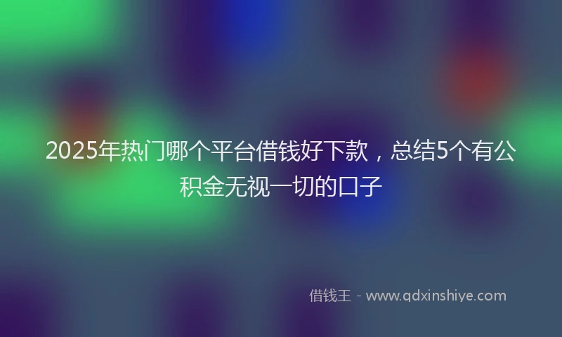 2025年热门哪个平台借钱好下款，总结5个有公积金无视一切的口子