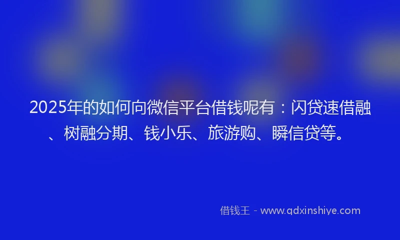 2025年的如何向微信平台借钱呢有：闪贷速借融、树融分期、钱小乐、旅游购、瞬信贷等。