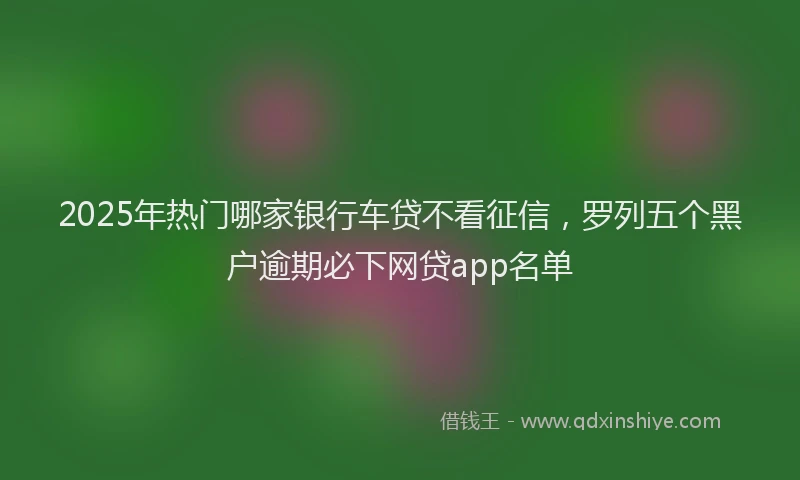 2025年热门哪家银行车贷不看征信，罗列五个黑户逾期必下网贷app名单