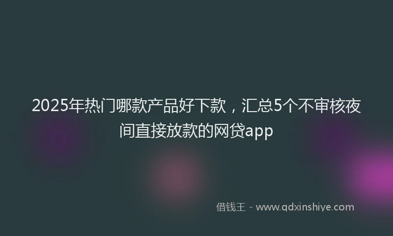 2025年热门哪款产品好下款，汇总5个不审核夜间直接放款的网贷app