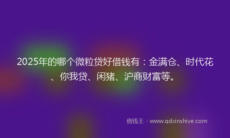 2025年的哪个微粒贷好借钱有：金满仓、时代花、你我贷、闲猪、沪商财富等。