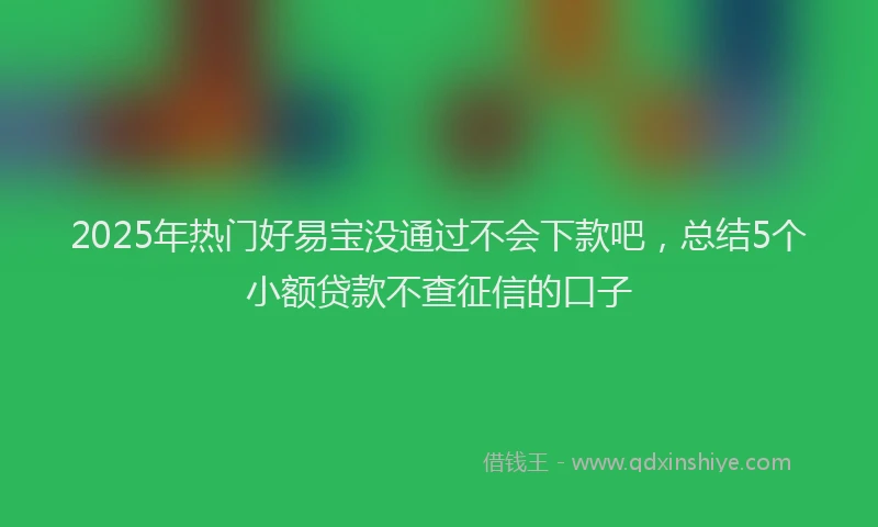 2025年热门好易宝没通过不会下款吧，总结5个小额贷款不查征信的口子
