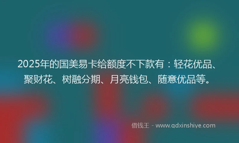 2025年的国美易卡给额度不下款有：轻花优品、聚财花、树融分期、月亮钱包、随意优品等。