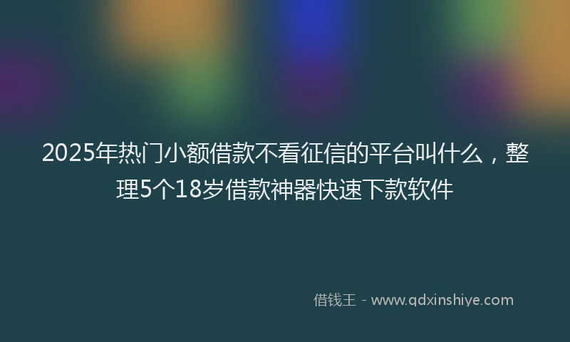 2025年热门小额借款不看征信的平台叫什么，整理5个18岁借款神器快速下款软件