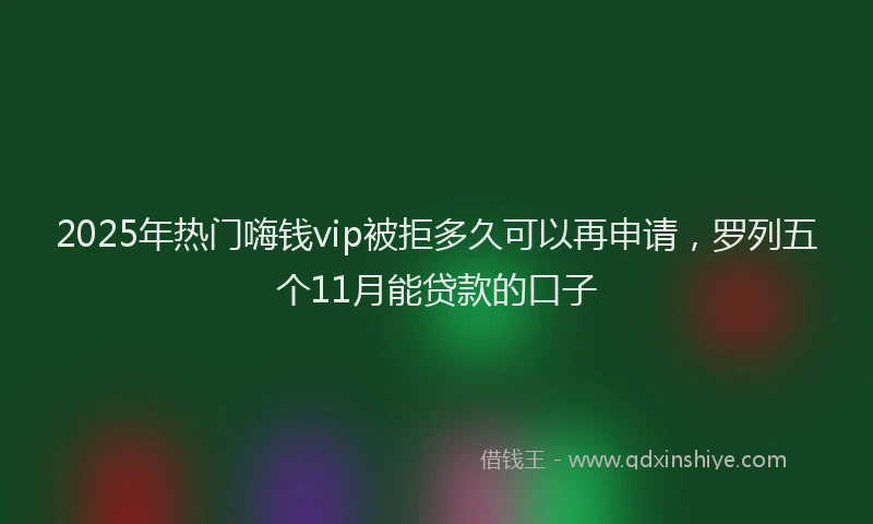 2025年热门嗨钱vip被拒多久可以再申请，罗列五个11月能贷款的口子