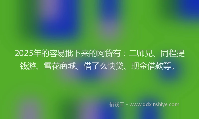 2025年的容易批下来的网贷有：二师兄、同程提钱游、雪花商城、借了么快贷、现金借款等。