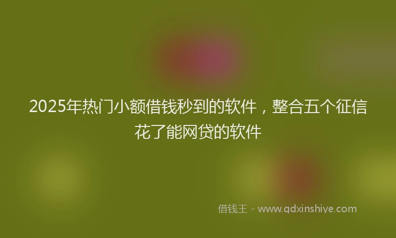 2025年热门小额借钱秒到的软件，整合五个征信花了能网贷的软件