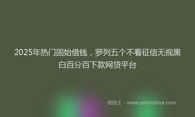 2025年热门固始借钱，罗列五个不看征信无视黑白百分百下款网贷平台