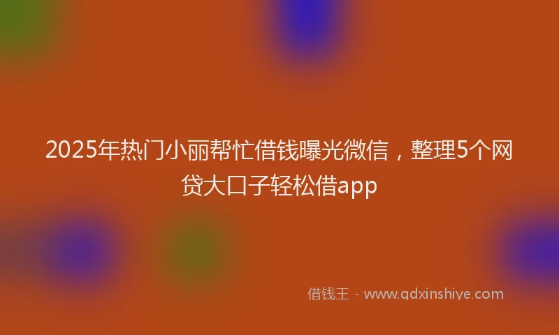 2025年热门小丽帮忙借钱曝光微信，整理5个网贷大口子轻松借app