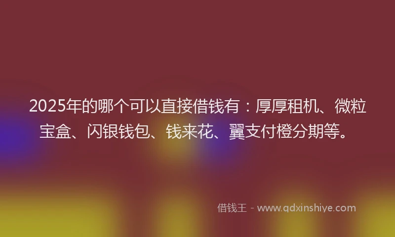 2025年的哪个可以直接借钱有：厚厚租机、微粒宝盒、闪银钱包、钱来花、翼支付橙分期等。