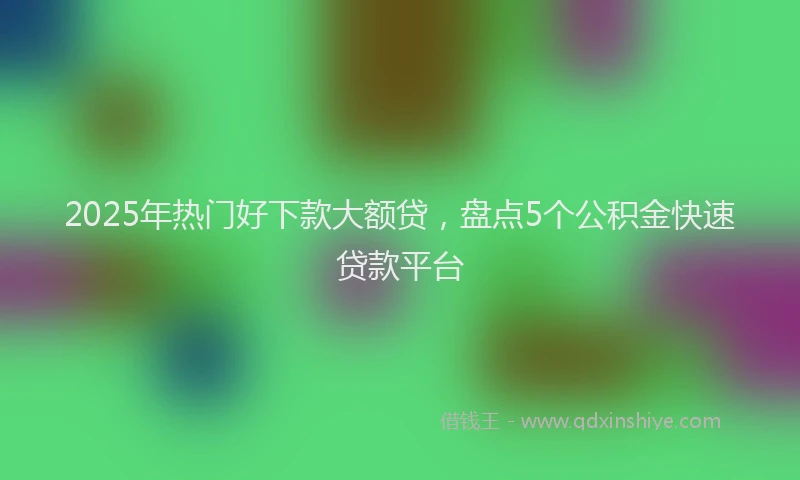 2025年热门好下款大额贷，盘点5个公积金快速贷款平台