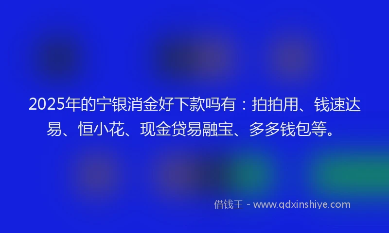 2025年的宁银消金好下款吗有：拍拍用、钱速达易、恒小花、现金贷易融宝、多多钱包等。