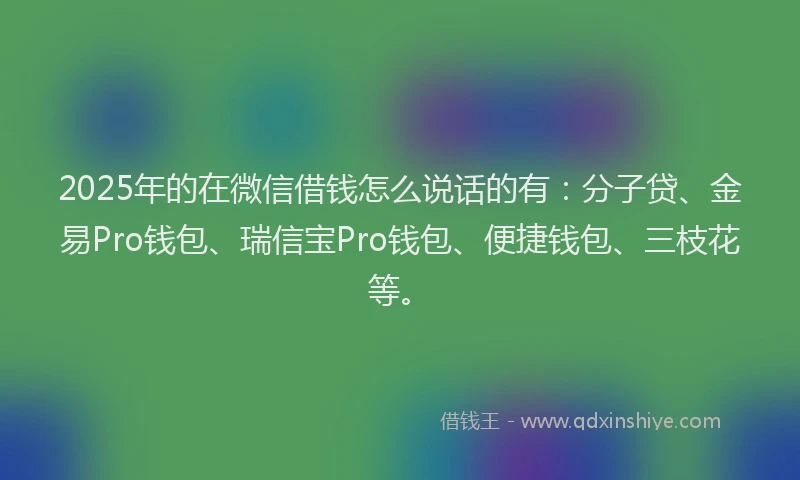 2025年的在微信借钱怎么说话的有：分子贷、金易Pro钱包、瑞信宝Pro钱包、便捷钱包、三枝花等。