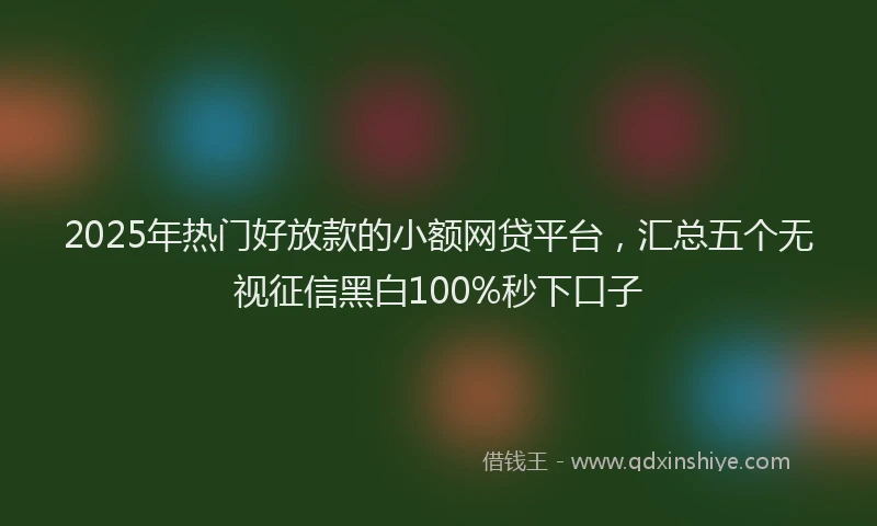 2025年热门好放款的小额网贷平台，汇总五个无视征信黑白100%秒下口子