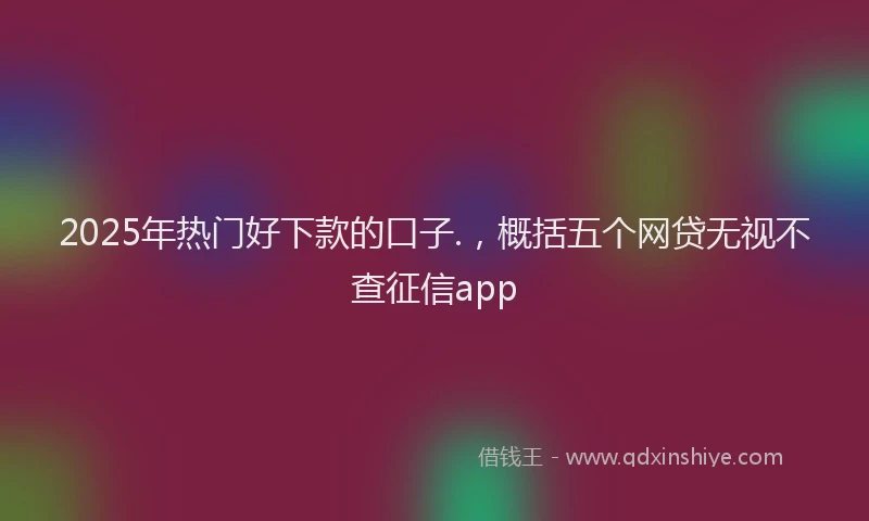 2025年热门好下款的口子.，概括五个网贷无视不查征信app
